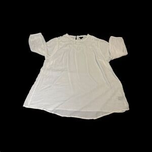 Torrid Ivory Embroidered Floral Tunic Round Lace Neck 3/4 Sleeve Rayon Top Sz 2